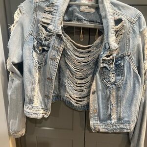Ella Distressed Light Blue Jean Jacket